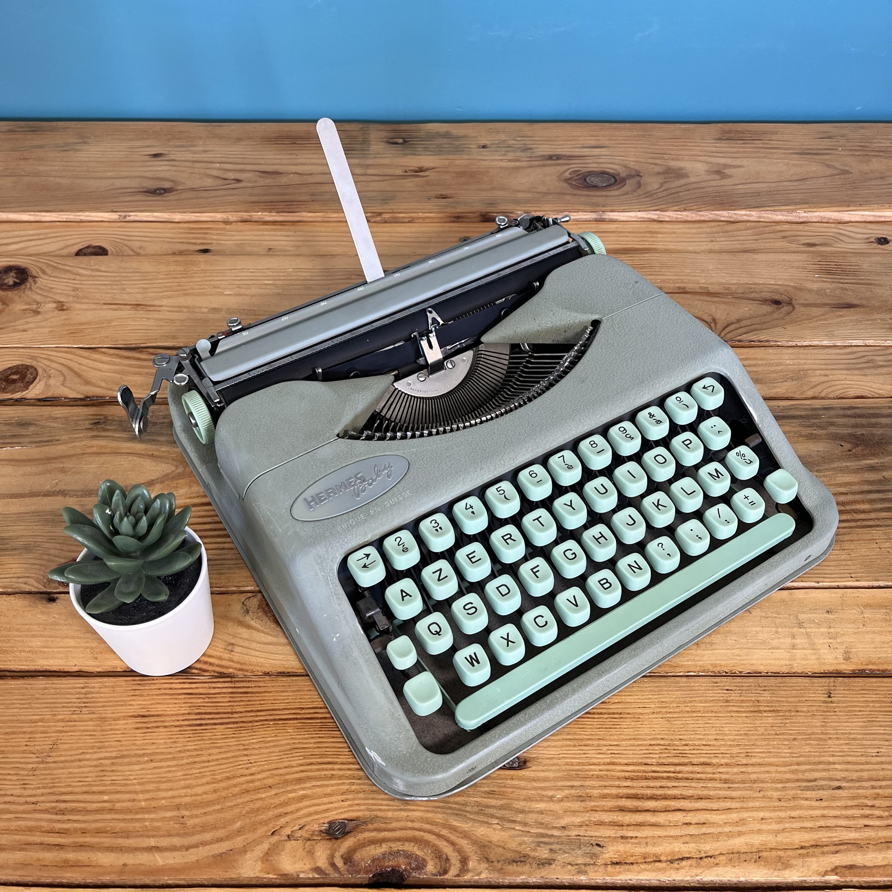Machine à écrire Hermes Baby verte - AZERTY